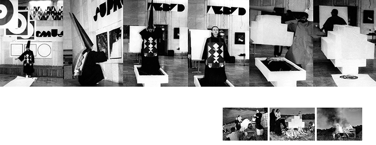 Revival of Kazimir (in cooperation with Ihar Kaškurevič). Performance. In the frame of Kazimir Malevich — 110 exhibition, Viciebsk 1988. From I. Kaškurevič’s archives 